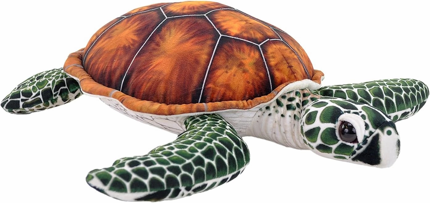 Wild Republic Living Ocean, Green Sea Turtle II, Stuffed Animal, 20 inches, Gift for Kids, Plush Toy, Fill is Spun Recycled Water Bottles