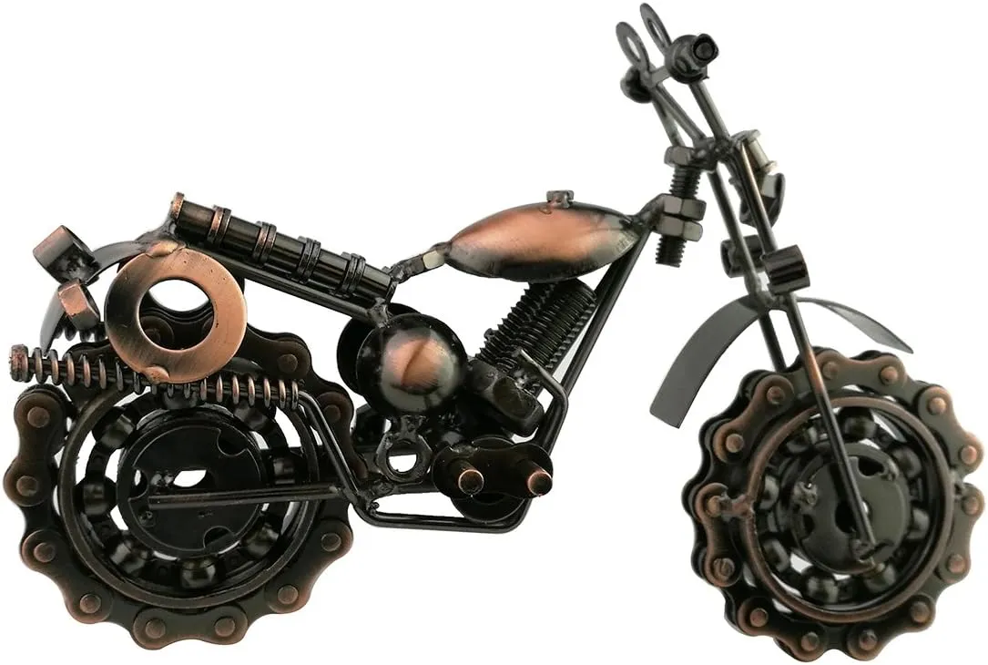 Winterworm Creative Retro Iron Art Motorcycle Model Metal Moto Collection Simple Modern Home Decor Ornaments for Motocycle Lovers (Cooper)
