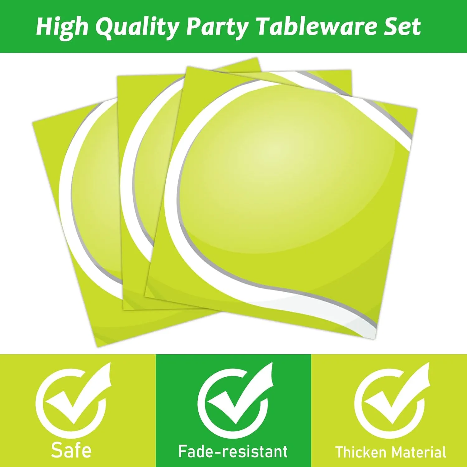 Wiooffen 96 Pcs Tennis Party Plates Napkins Tableware Set Tennis ball Supplies Disposable Dinnerware Sports Birthday Decoration Favors for Baby Shower Brithday Party, 24 Guests