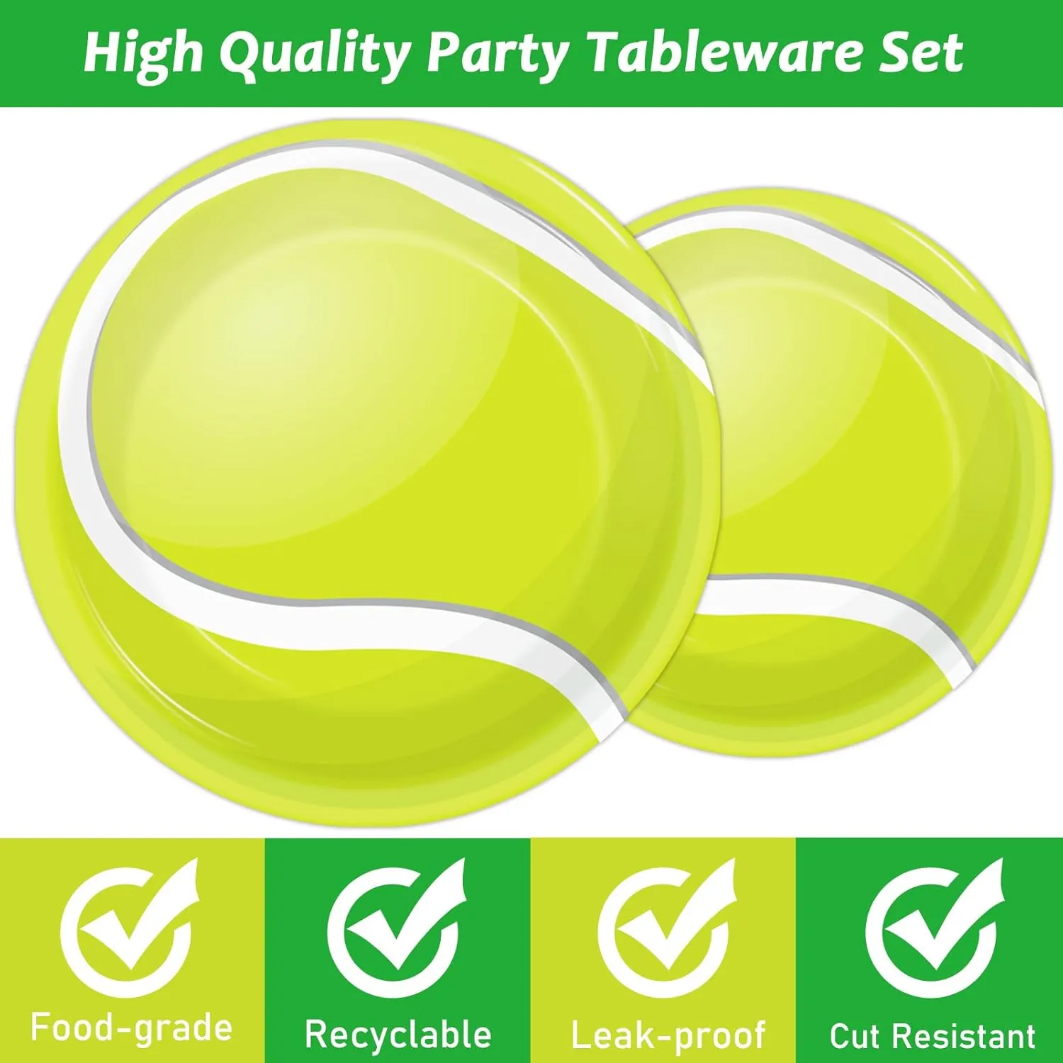 Wiooffen 96 Pcs Tennis Party Plates Napkins Tableware Set Tennis ball Supplies Disposable Dinnerware Sports Birthday Decoration Favors for Baby Shower Brithday Party, 24 Guests