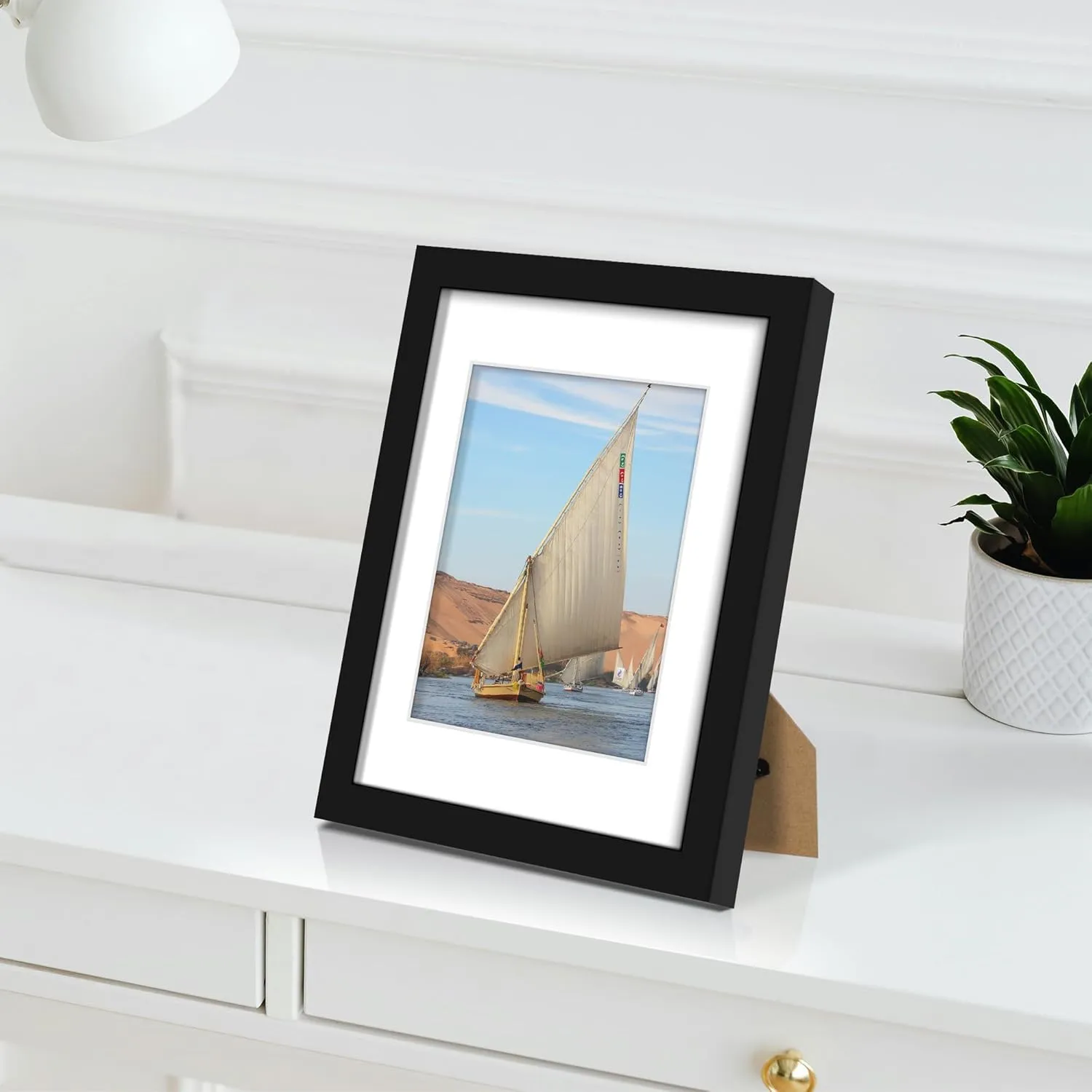 Wiscet 8x10 Picture Frame Set of 9, Display Pictures 5x7 with Mat or 8 x 10 Without Mat, Photo Frame for Wall Mounting or Tabletop, Black