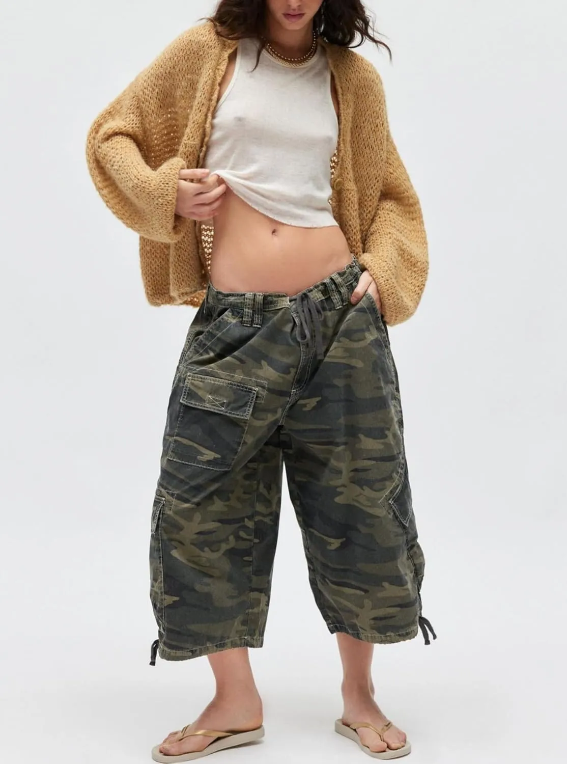 Women Lightweight Cardigan Sweater V Neck Lantern Sleeve Knit Tops Open Front Outerwear Coats with Pockets