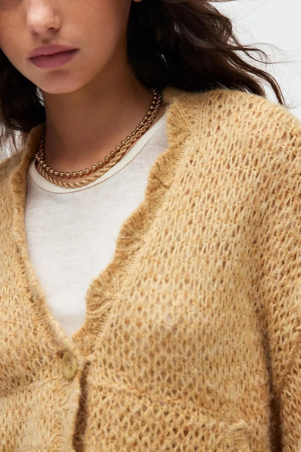 Women Lightweight Cardigan Sweater V Neck Lantern Sleeve Knit Tops Open Front Outerwear Coats with Pockets