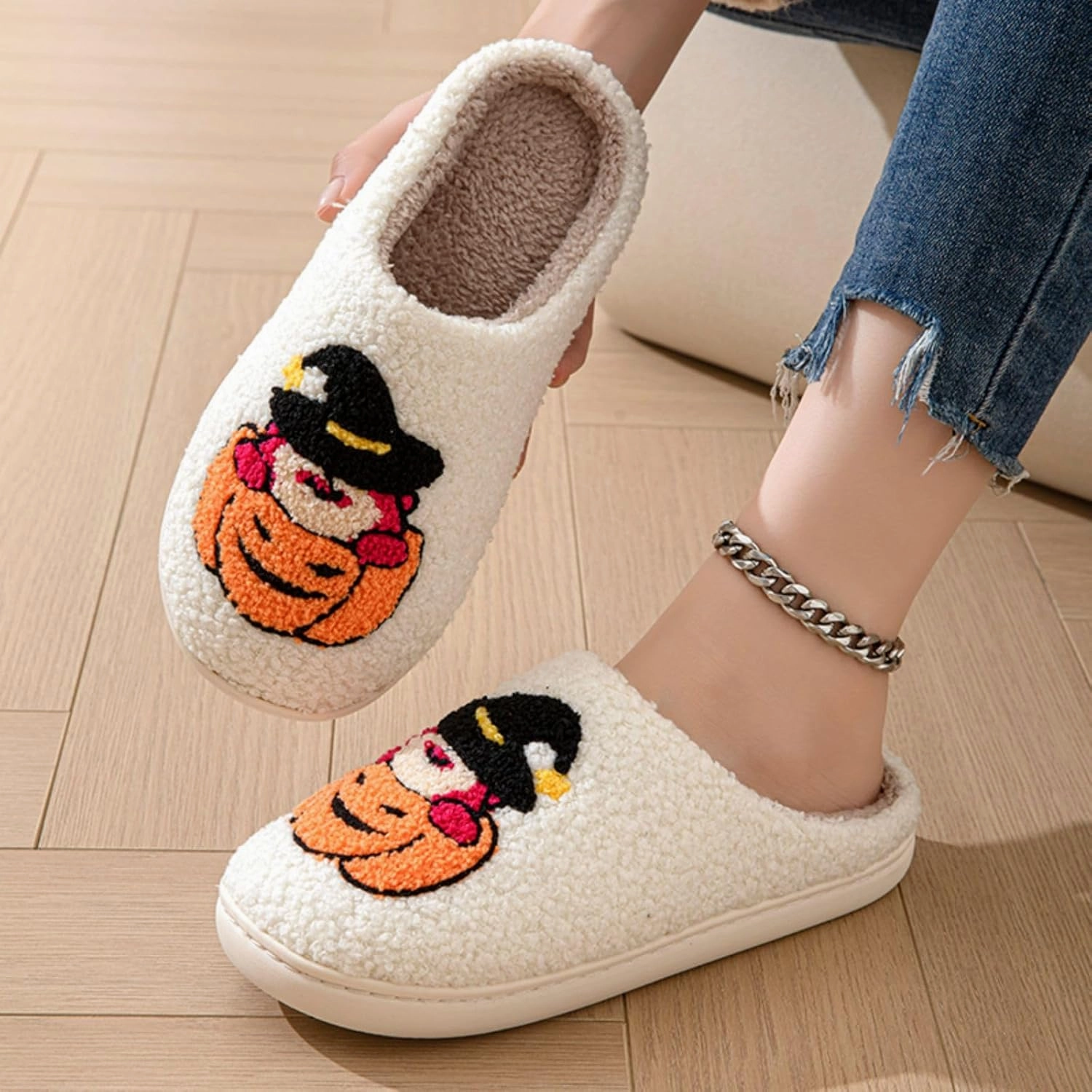 Women's Men's Retro Leopard Print Smiley Slippers Lightning Bolt Memory Foam Soft Plush Warm Non-Slip Home Shoes