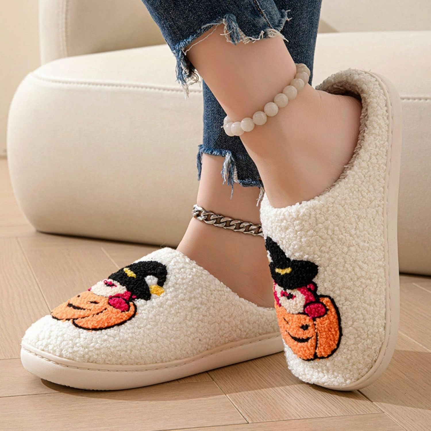 Women's Men's Retro Leopard Print Smiley Slippers Lightning Bolt Memory Foam Soft Plush Warm Non-Slip Home Shoes