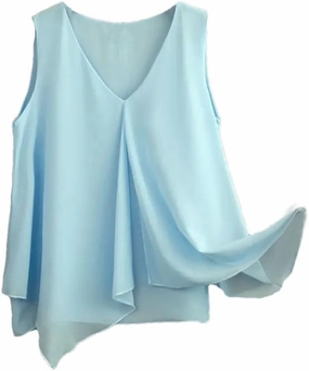 Women's Sleeveless Casual Simple Soft Vest Double Layer Chiffon Loose Vest
