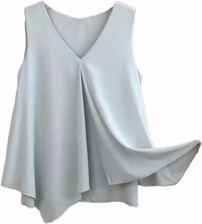 Women's Sleeveless Casual Simple Soft Vest Double Layer Chiffon Loose Vest