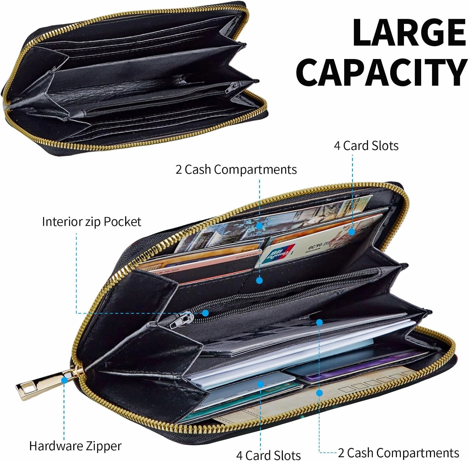 Women Wallets Large Capacity Clutch Purse for Men Women Ladies Slim Purse Credit Card Holder, RFID Blocking Wristlet Cell Phone Wallet for Men Women, Wolf