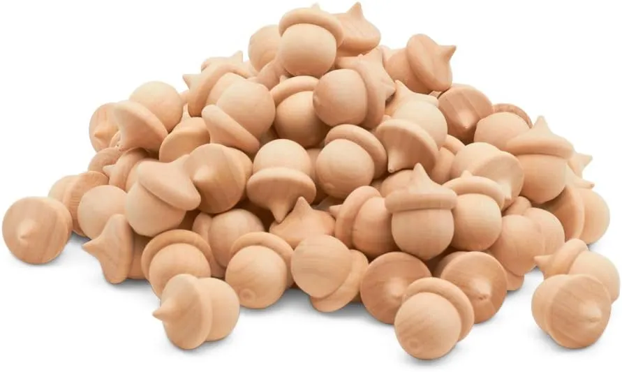 Wooden Acorns 1-1/4 Inch, Bag of 50 Natural Wood Counting & Sorting Decor Crafts Kit DIY by Woodpeckers