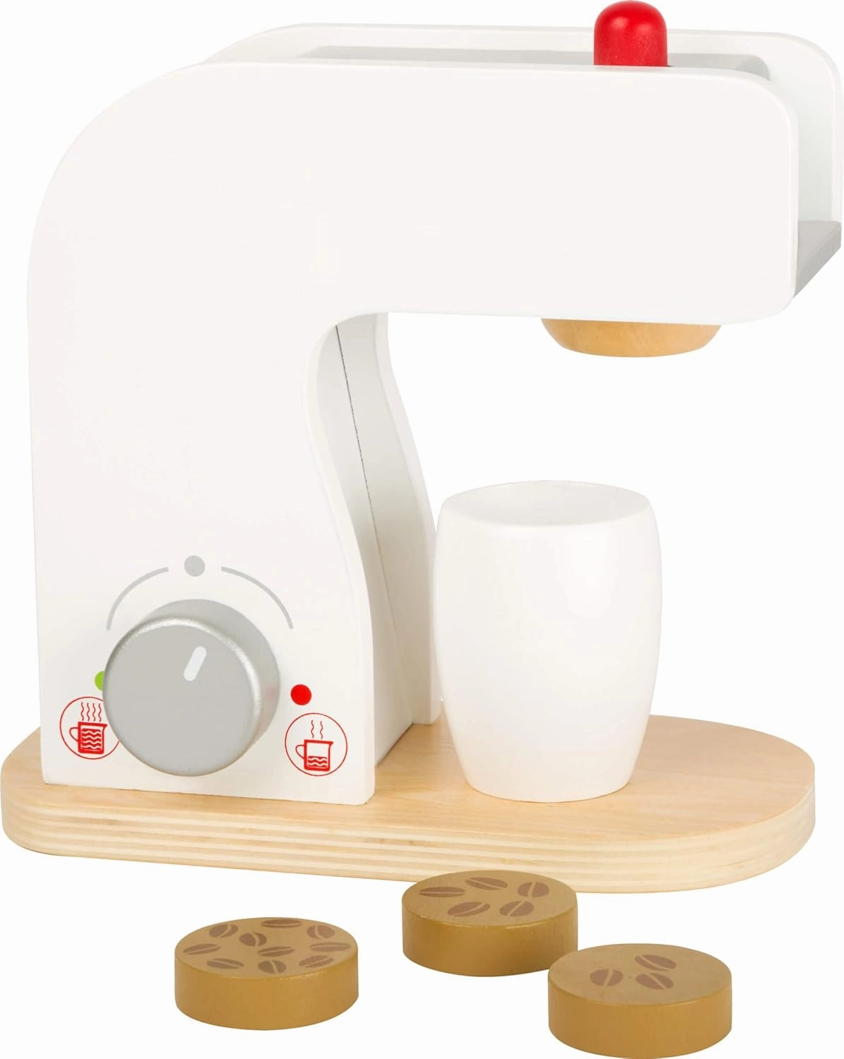 Wooden Toys Coffee Machine, Cups and Coffee Beans Complete playset for Play Kitchens Designed for Children Ages 3 , Multi (10593)