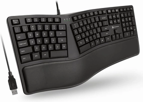 X9 Wired Ergonomic Keyboard with Cushioned Wrist Rest - Type Comfortably Longer - USB Wired Split Keyboard for Laptop, PC & Chrome Computer with 110 Keys & 5ft Cable
