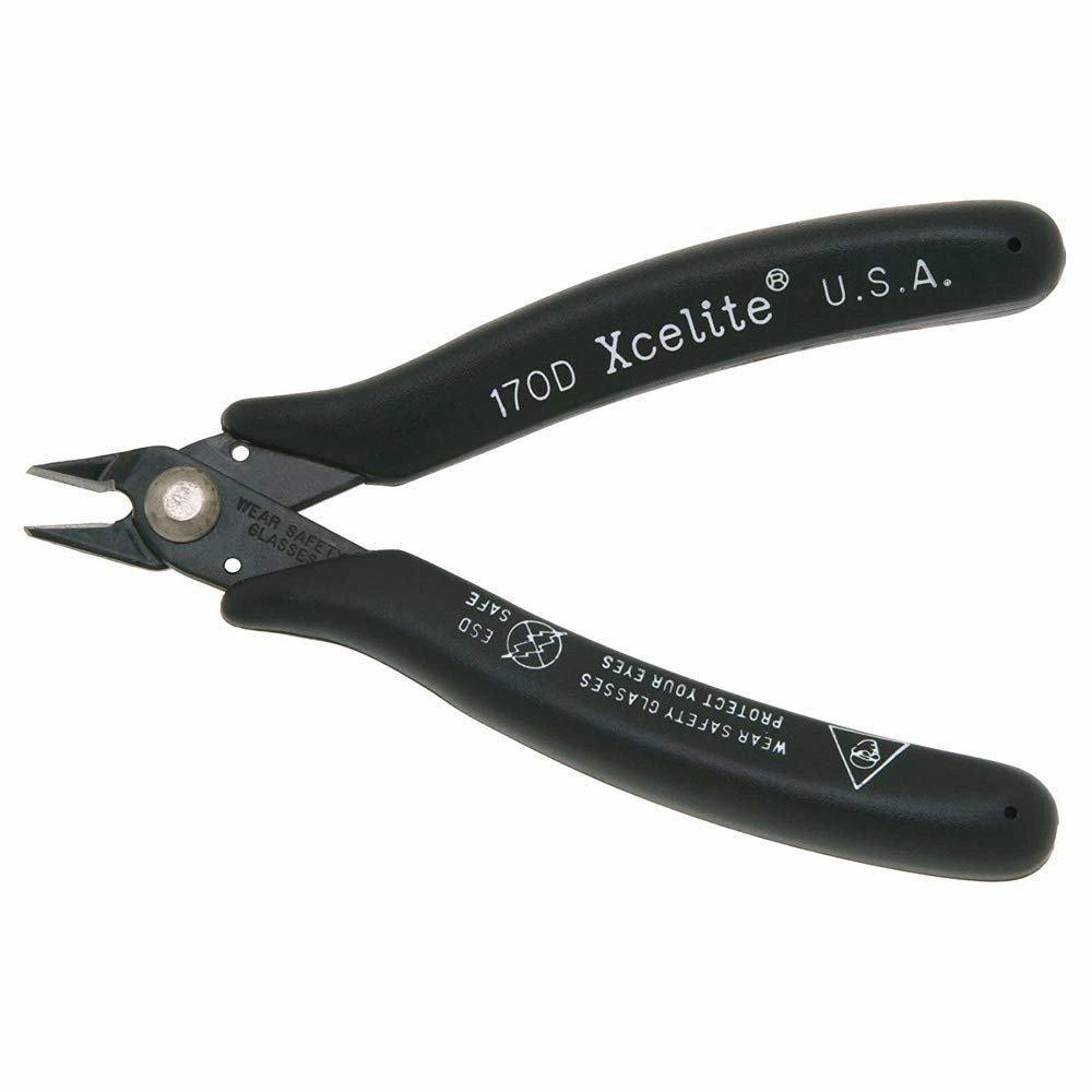 Xcelite 170D General Purpose Shearcutter, Diagonal, Flush Jaw, 5" Length, 3/4" Jaw length, Static Dissapative Black Grip