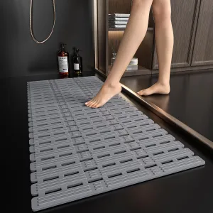 XIYUNTE Rubber Bath Mat for Tub Non Slip, 36 x 16 inches Bathtub Mat Non Slip Shower Mats for Inside Shower, Safety Anti Slip Shower Mat with Suction Cups and Drain Holes, Easy to Cut, Ink Gray