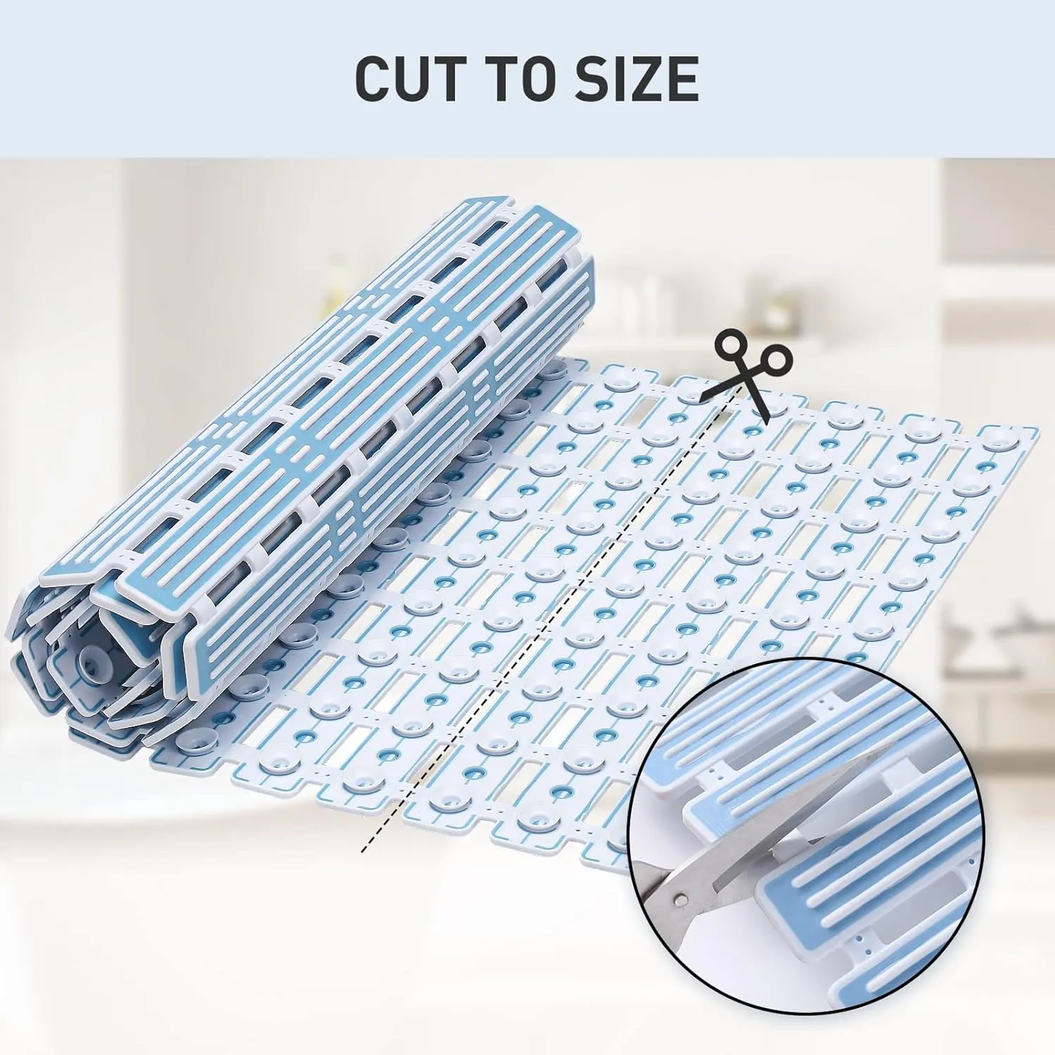 XIYUNTE Shower Mat Non Slip Bath Mat for Tub Non Slip Bathtub Mat - 36 x 16 inches Bath Tub Mat Anti Slip Shower Mats for Inside Shower with Powerful Suction Cups and Drain Holes, Blue