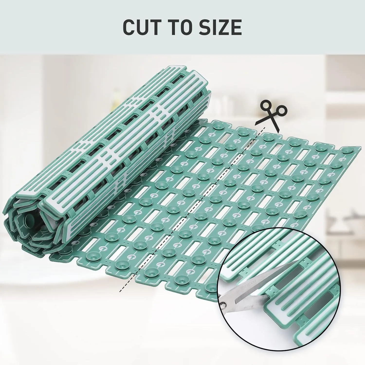 XIYUNTE Shower Mat Non Slip Bath Mat for Tub Non Slip Bathtub Mat - 36 x 16 inches Bath Tub Mat Anti Slip Shower Mats for Inside Shower with Powerful Suction Cups and Drain Holes, Green