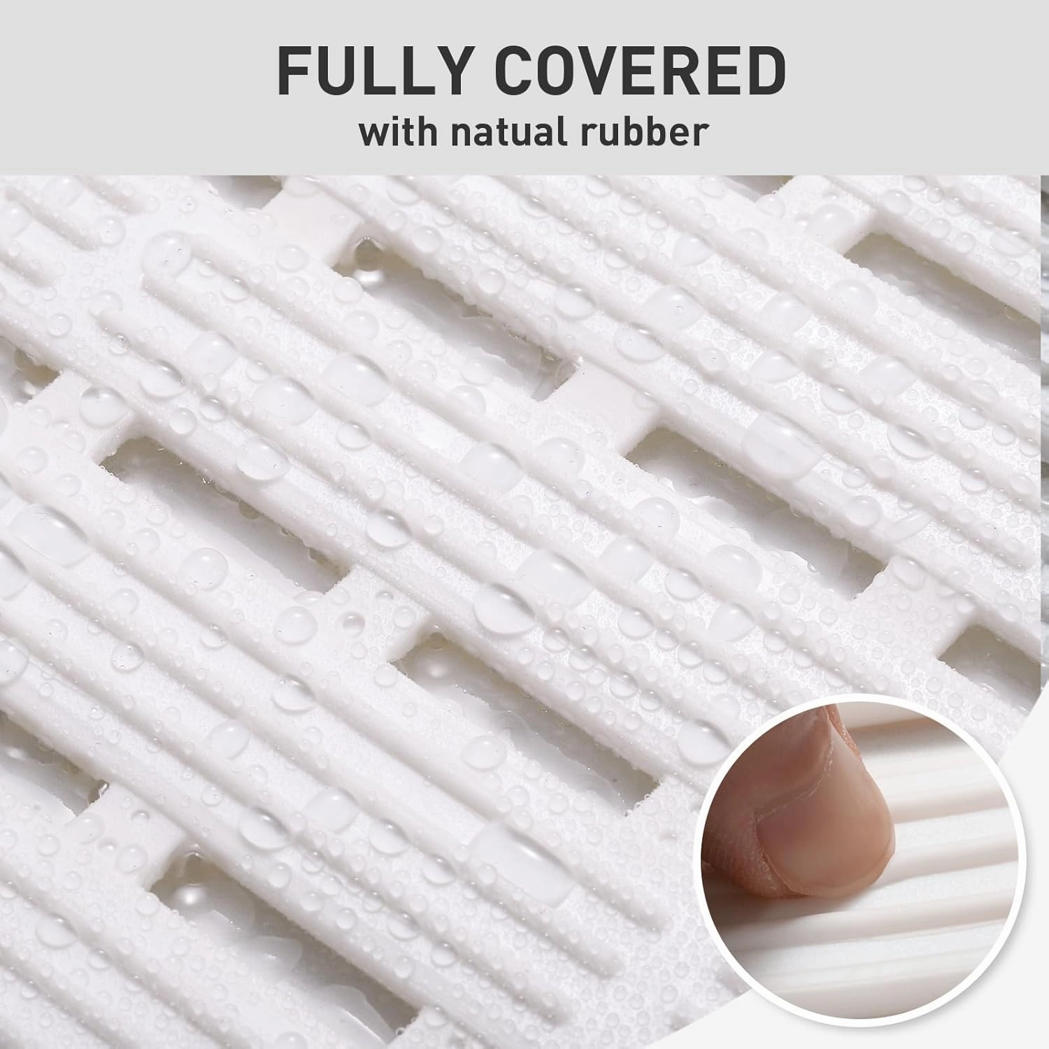 XIYUNTE Shower Mat Non Slip Bath Mat for Tub Non Slip Bathtub Mat - 36 x 16 inches Bath Tub Mat Anti Slip Shower Mats for Inside Shower with Powerful Suction Cups and Drain Holes, Cream White