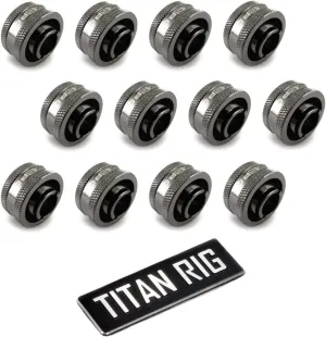 XSPC G1/4" to 1/2" ID, 3/4" OD Compression Fitting V2 for Soft Tubing, Black Chrome, 12-pack