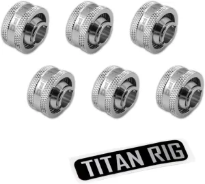 XSPC G1/4" to 1/2" ID, 3/4" OD Compression Fitting V2 for Soft Tubing, Chrome, 6-pack