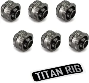 XSPC G1/4" to 3/8" ID, 5/8" OD Compression Fitting V2 for Soft Tubing, Black Chrome, 6-pack