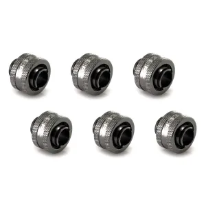 XSPC G1/4" to 7/16" ID, 5/8" OD Compression Fitting V2 for Soft Tubing, Black Chrome, 6-Pack