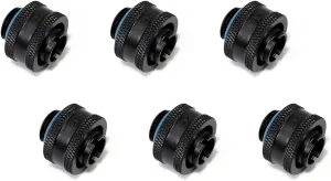 XSPC G1/4" to 7/16" ID, 5/8" OD Compression Fitting V2 for Soft Tubing, Matte Black, 6-Pack