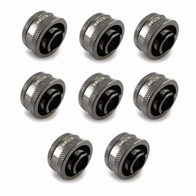 XSPC G1/4" to 1/2" ID, 3/4" OD Compression Fitting V2 for Soft Tubing, Black Chrome, 8-Pack