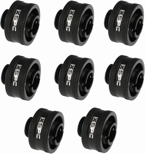 XSPC G1/4" to 1/2" ID, 3/4" OD Compression Fitting V2 for Soft Tubing, Matte Black, 8-pack
