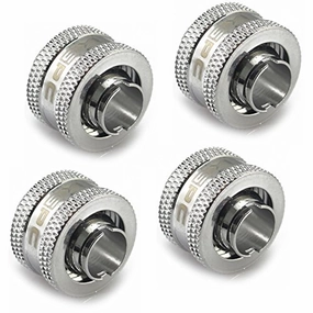 XSPC G1/4" to 3/8" ID, 1/2" OD Compression Fitting V2 for Soft Tubing, Chrome, 4-pack