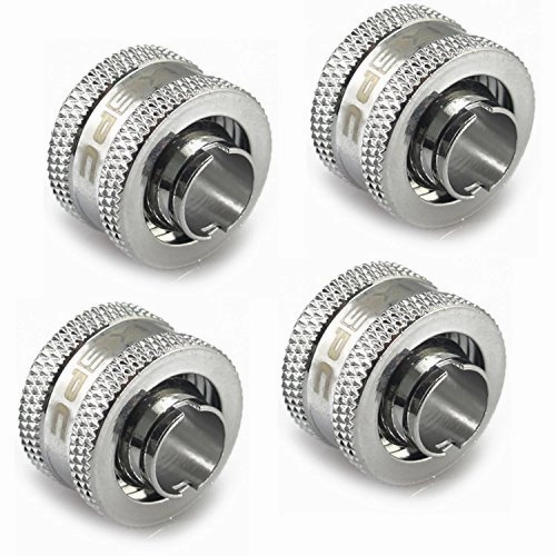 XSPC G1/4" to 3/8" ID, 1/2" OD Compression Fitting V2 for Soft Tubing, Chrome, 4-pack