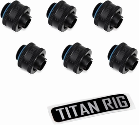XSPC G1/4" to 3/8" ID, 1/2" OD Compression Fitting V2 for Soft Tubing, Matte Black, 6-Pack