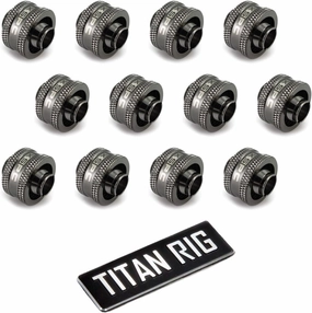 XSPC G1/4" to 3/8" ID, 5/8" OD Compression Fitting V2 for Soft Tubing, Black Chrome, 12-pack