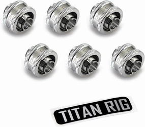 XSPC G1/4" to 3/8" ID, 5/8" OD Compression Fitting V2 for Soft Tubing, Chrome, 6-Pack
