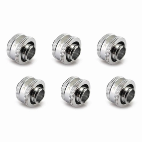 XSPC G1/4" to 7/16" ID, 5/8" OD Compression Fitting V2 for Soft Tubing, Chrome, 6-Pack