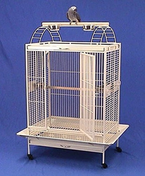 XX Extra Large Open Play Top Bird Parrot Cage - 40" X 30" X 73"H - Wrought Iron with 6mm Extra Strong Wire *Egg Shell White*