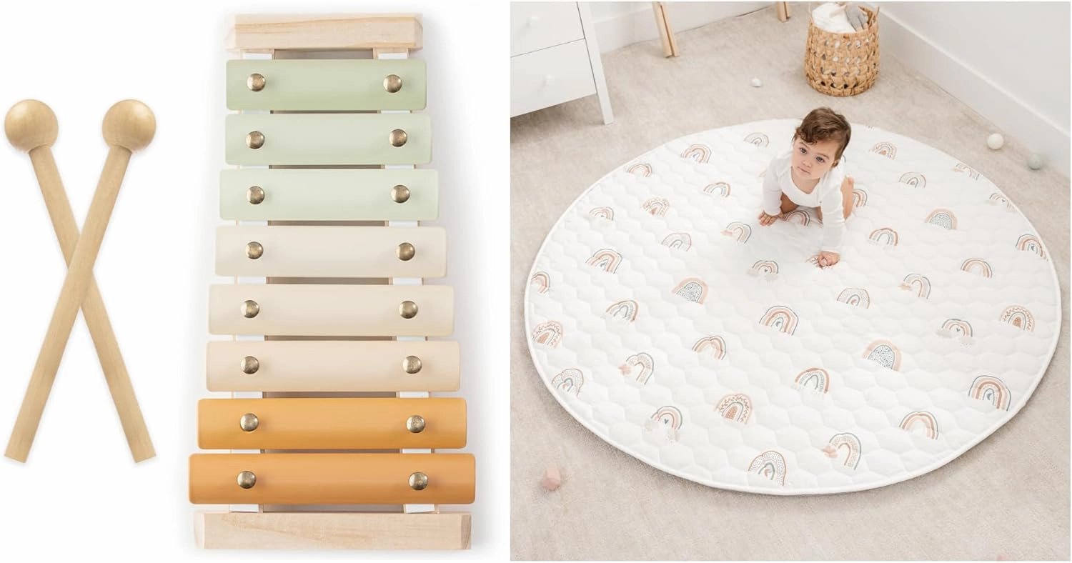 Xylophone and Round Kids Play Mat Bundled by Comfy Cubs
