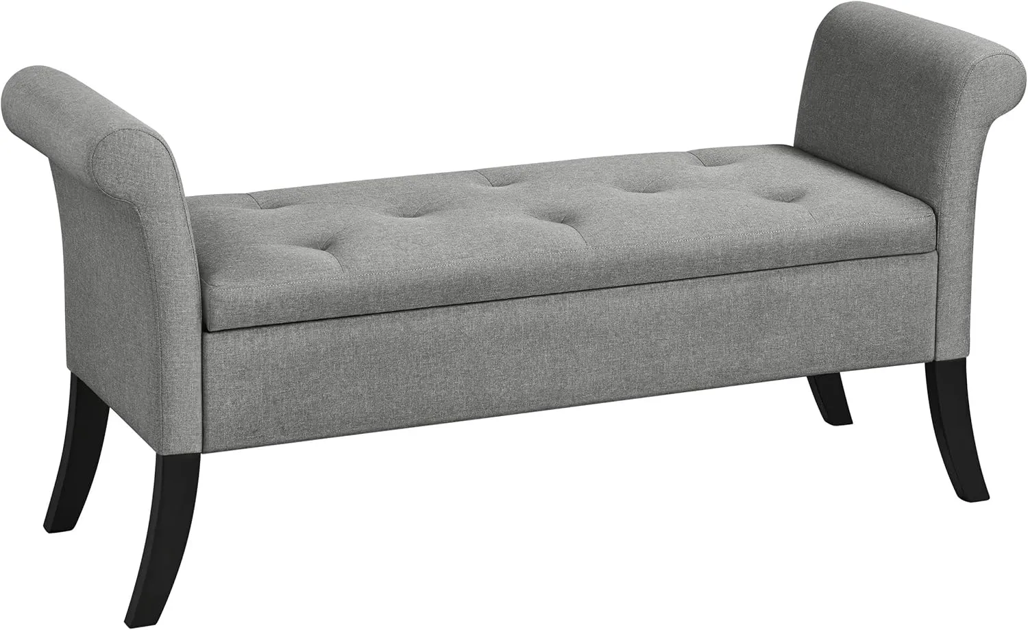 Yaheetech 52in Ottoman Bench Folding Storage Ottoman Bench Tufted Fabric Entryway Bench with Arms Footstool with Large Storage Foot Rest Seat Rolled Arms Cushioned Ottoman Light Gray