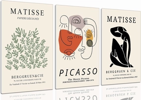 Yaneiro Picasso Abstract Wall Decor Set of 3 - Matisse Sage Canvas Poster Prints, Minimalist Framed Wall Art for Living Room Bedroom Restaurant and Office Decor 16x24 Inch