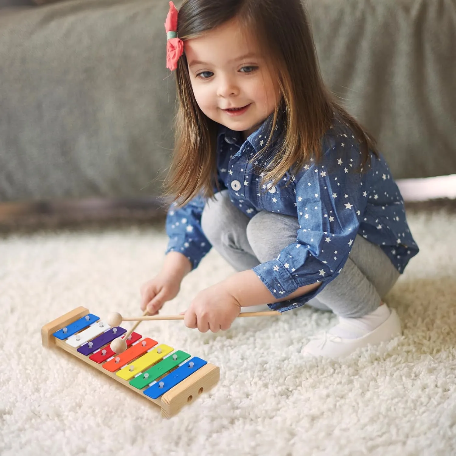 Yardwe 1 Set Xylophone Instrument Note Xylophone with Hammers for Educational for Music Development Safe Design