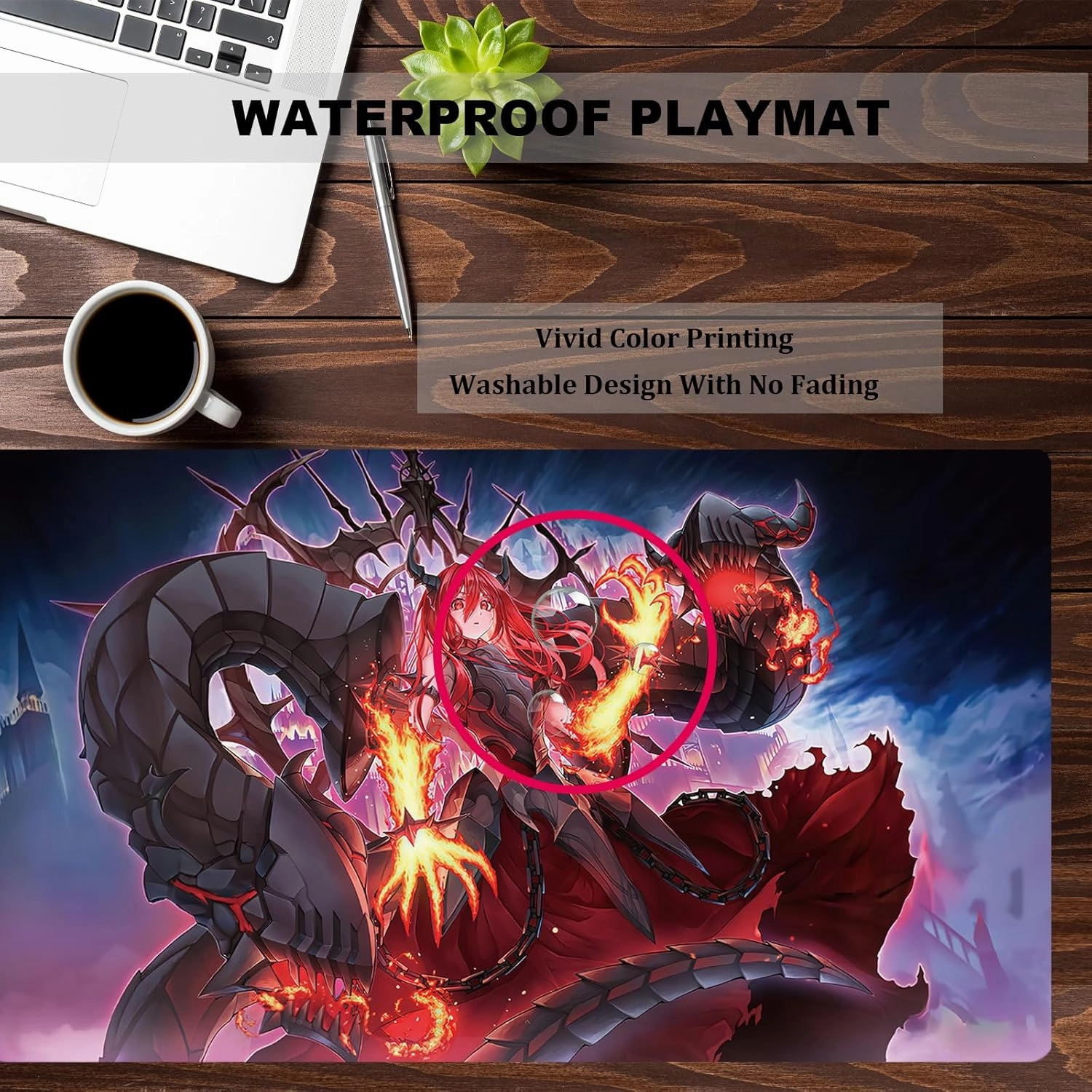 Ygo Playmat - Card Rubber Mat Duel Mat Gaming Competition Pad - Card Binder Deck - 23.6x13.7in (Bestower of Flames no Zones)
