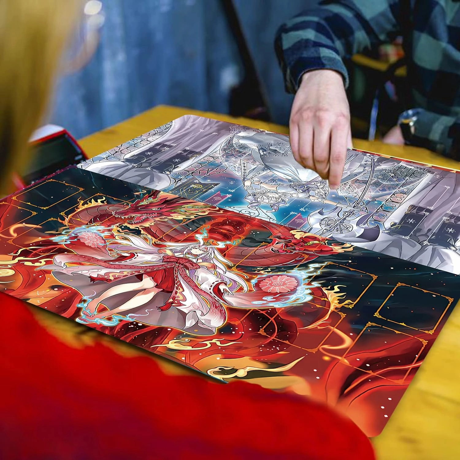 Ygo Playmat - Card Rubber Mat Duel Mat Gaming Competition Pad - Card Binder Deck - 23.6x13.7in (Bestower of Flames no Zones)