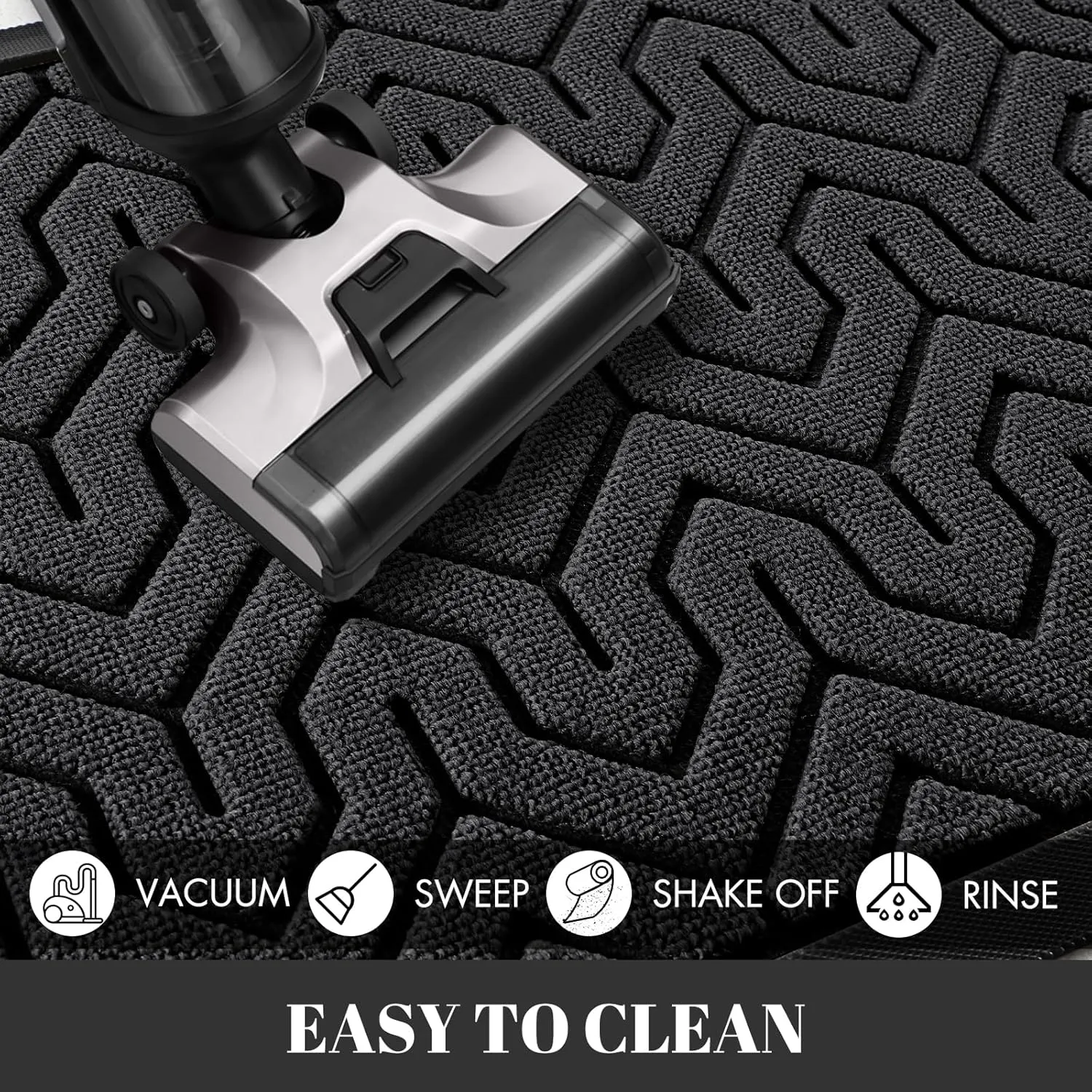 Yimobra Door Mat, All-Season Outdoor Indoor Sturdy Doormat for Home Entrance Floor, Heavy Duty Non Slip Front Door Mats Outdoor, Easy to Clean, Garage and Garden, 47 x 24 Inch, Black