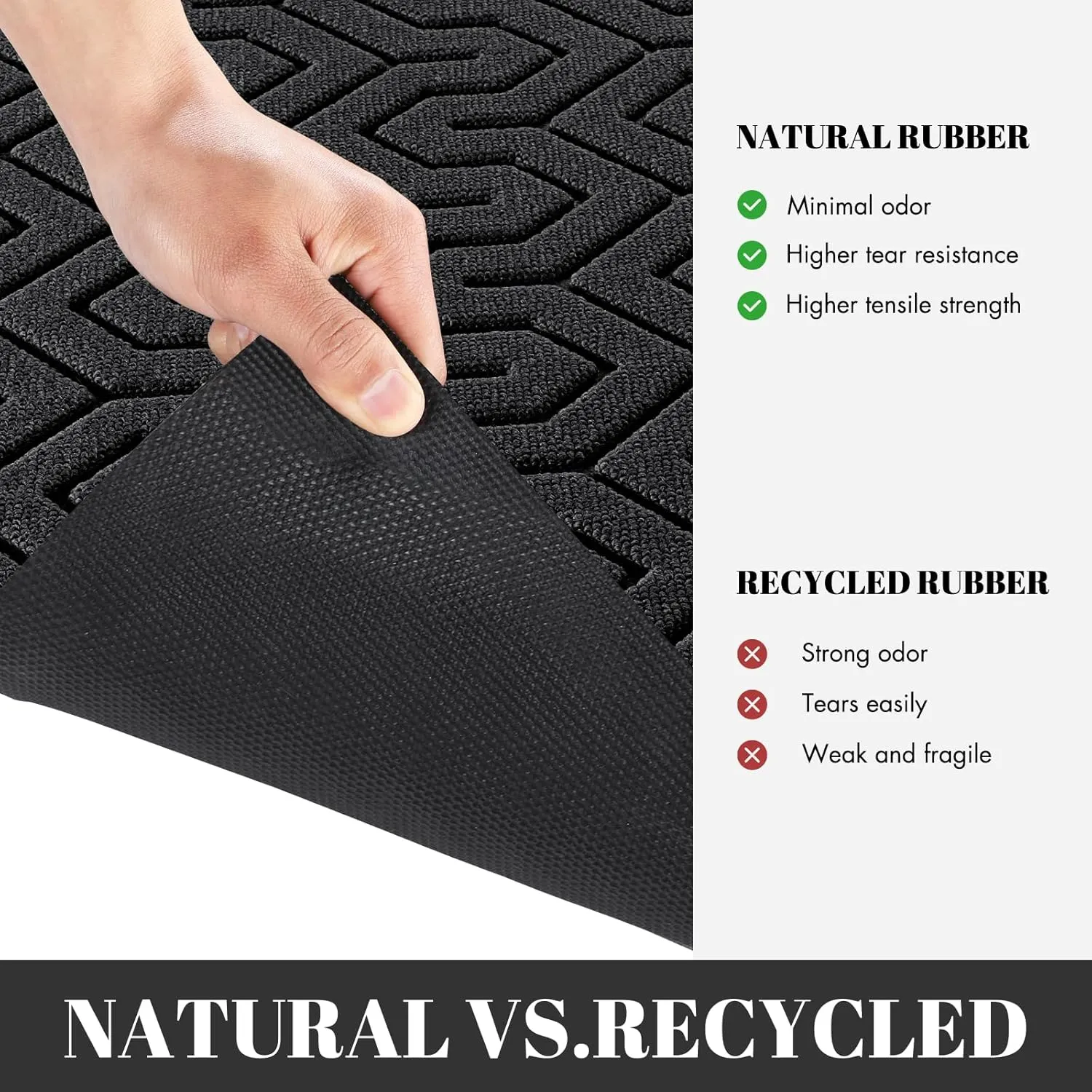 Yimobra Door Mat, All-Season Outdoor Indoor Sturdy Doormat for Home Entrance Floor, Heavy Duty Non Slip Front Door Mats Outdoor, Easy to Clean, Garage and Garden, 47 x 24 Inch, Black