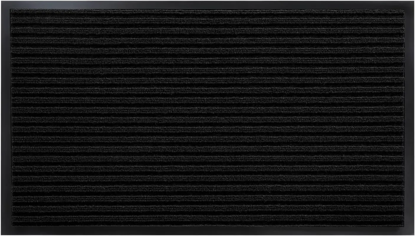 Yimobra Front Door Mat Outdoor Indoor Entrance, 100% Waterproof All-Season All Weather Doormat, Welcome Matt Outside Entry, Non Slip, Low Profile, Heavy Duty Patio Porch Floor Mats,36 x 24,Black