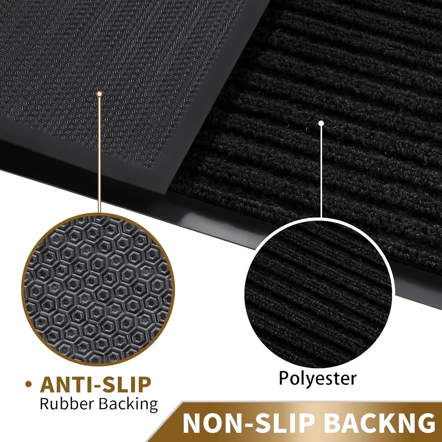 Yimobra Front Door Mat Outdoor Indoor Entrance, 100% Waterproof All-Season All Weather Doormat, Welcome Matt Outside Entry, Non Slip, Low Profile, Heavy Duty Patio Porch Floor Mats,36 x 24,Black