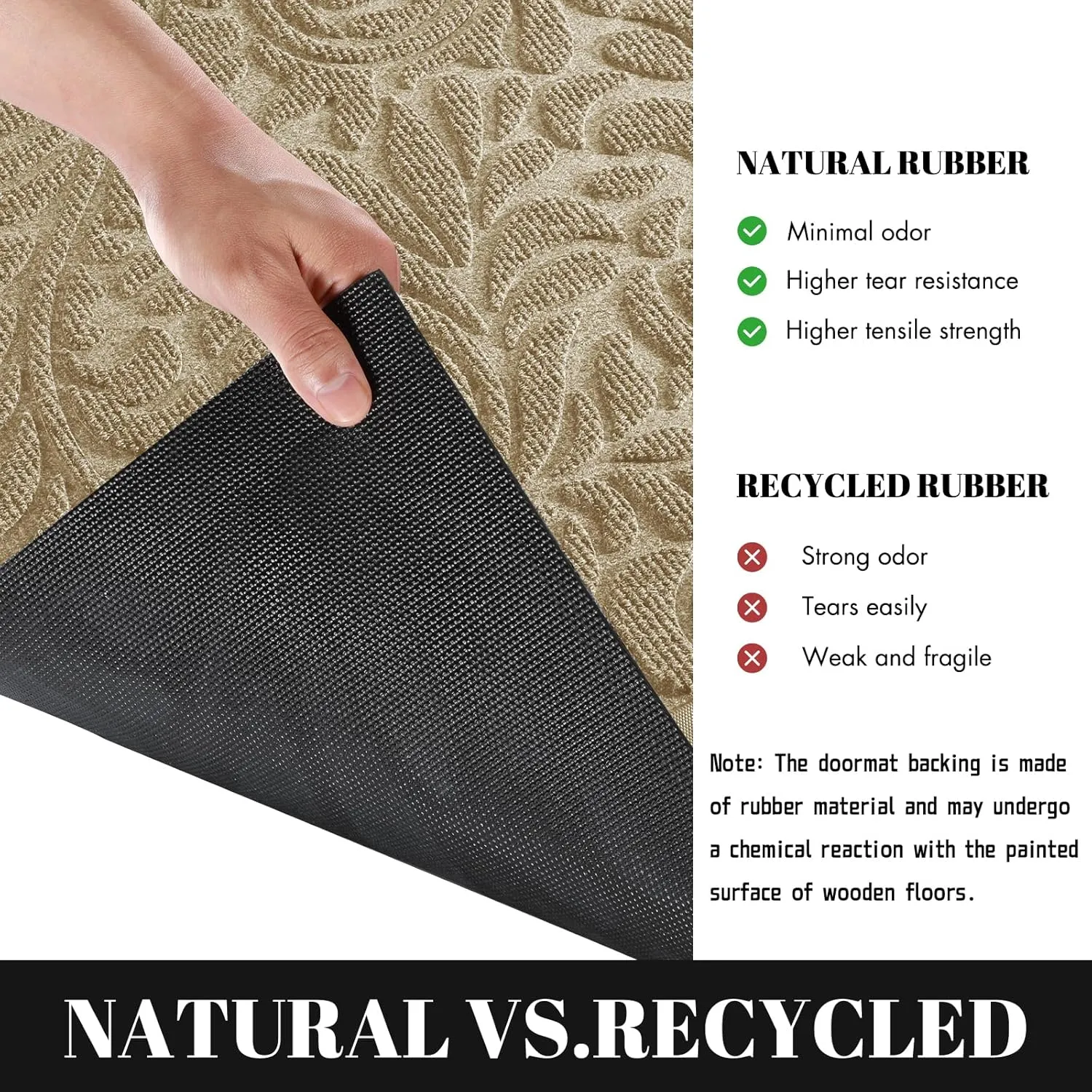 Yimobra Sturdy Door Mat, Heavy Duty Front Welcome Mats for Home Entrance Outdoor Indoor, Doormat for Outside Back Patio Floor Entry Porch Garage Office, Weather Resistant Easy Clean, 36 x 24, Beige