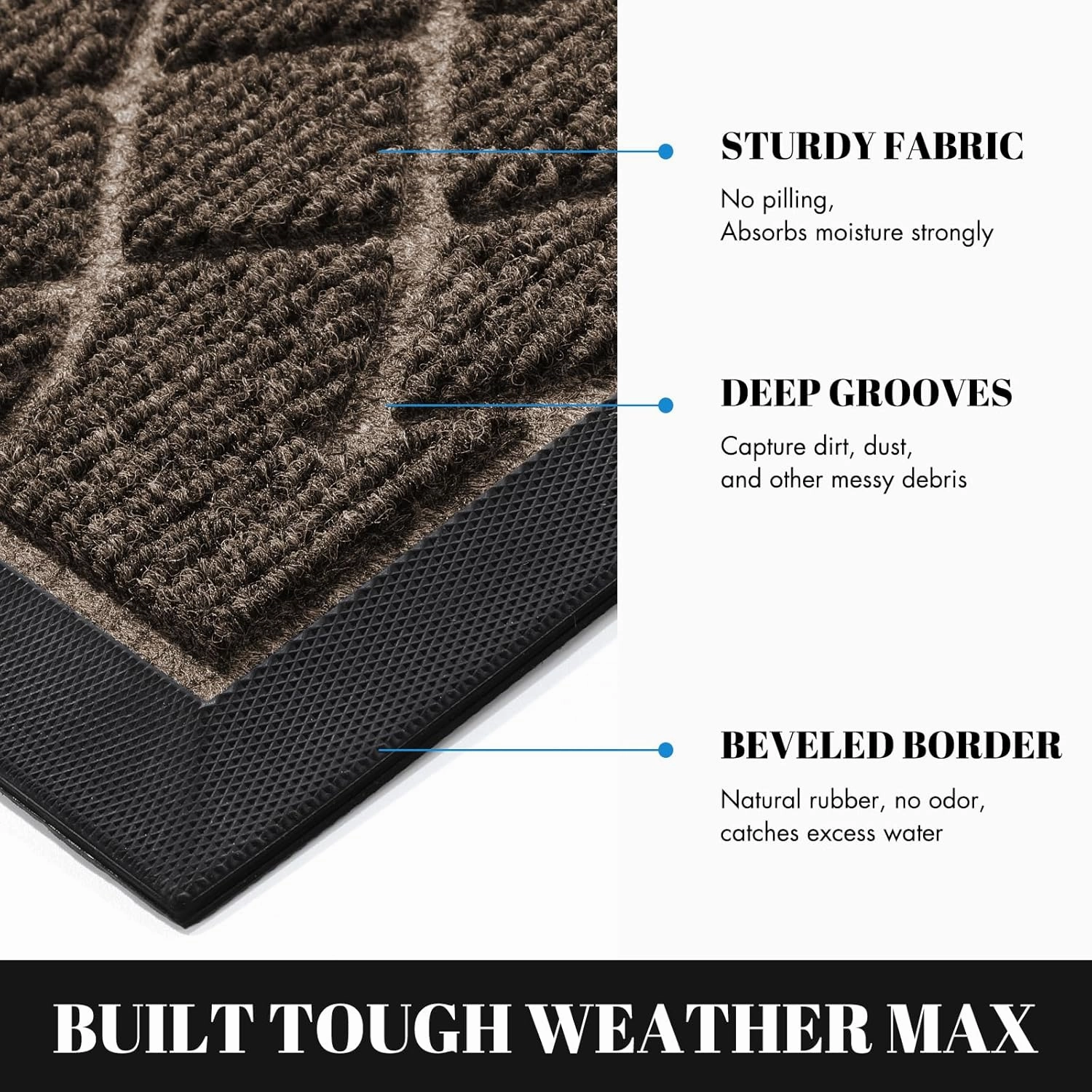 Yimobra Front Door Mat Outside Entrance, 47x24 All-Season Waterproof Welcome Matt Outdoor, All-Weather Non-Slip Doormat, Porch Patio Indoor Entrance Mat, Brown