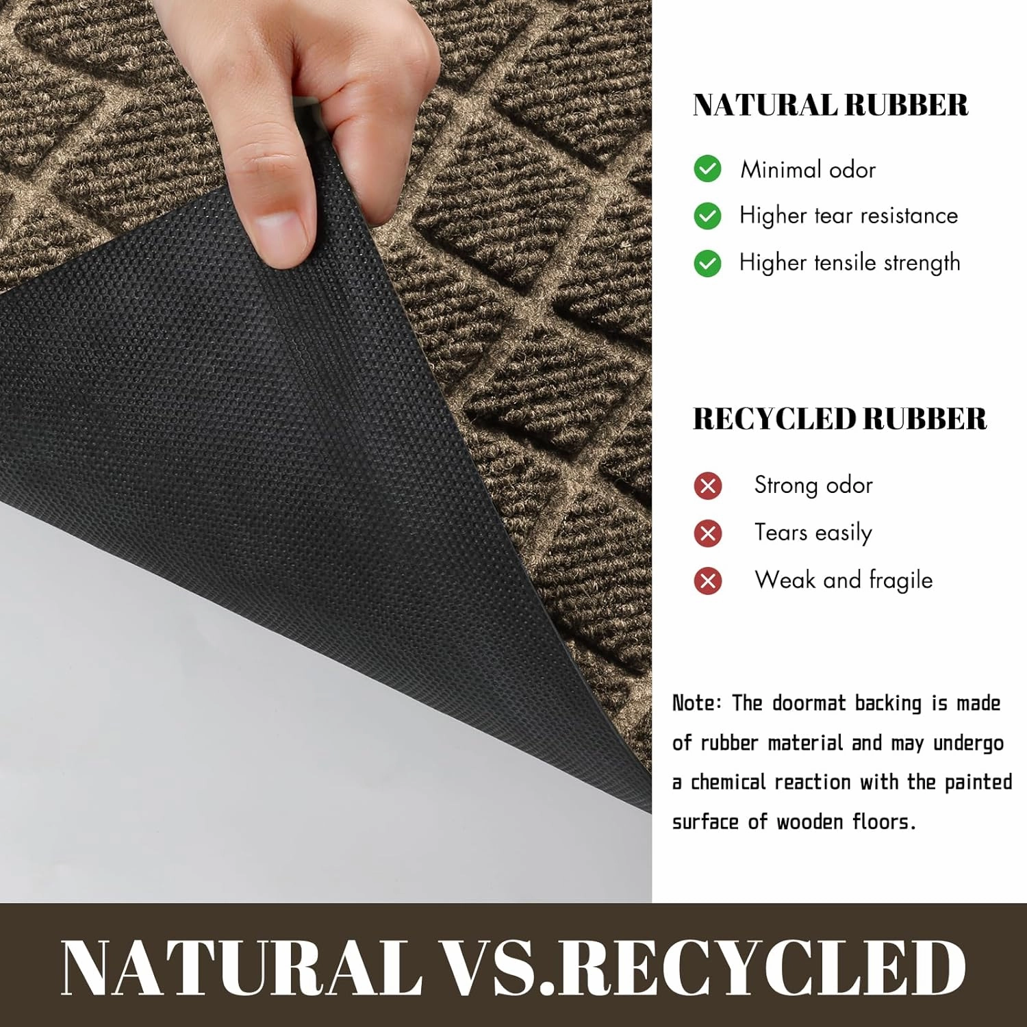 Yimobra Front Door Mat Outside Entrance, 47x24 All-Season Waterproof Welcome Matt Outdoor, All-Weather Non-Slip Doormat, Porch Patio Indoor Entrance Mat, Brown
