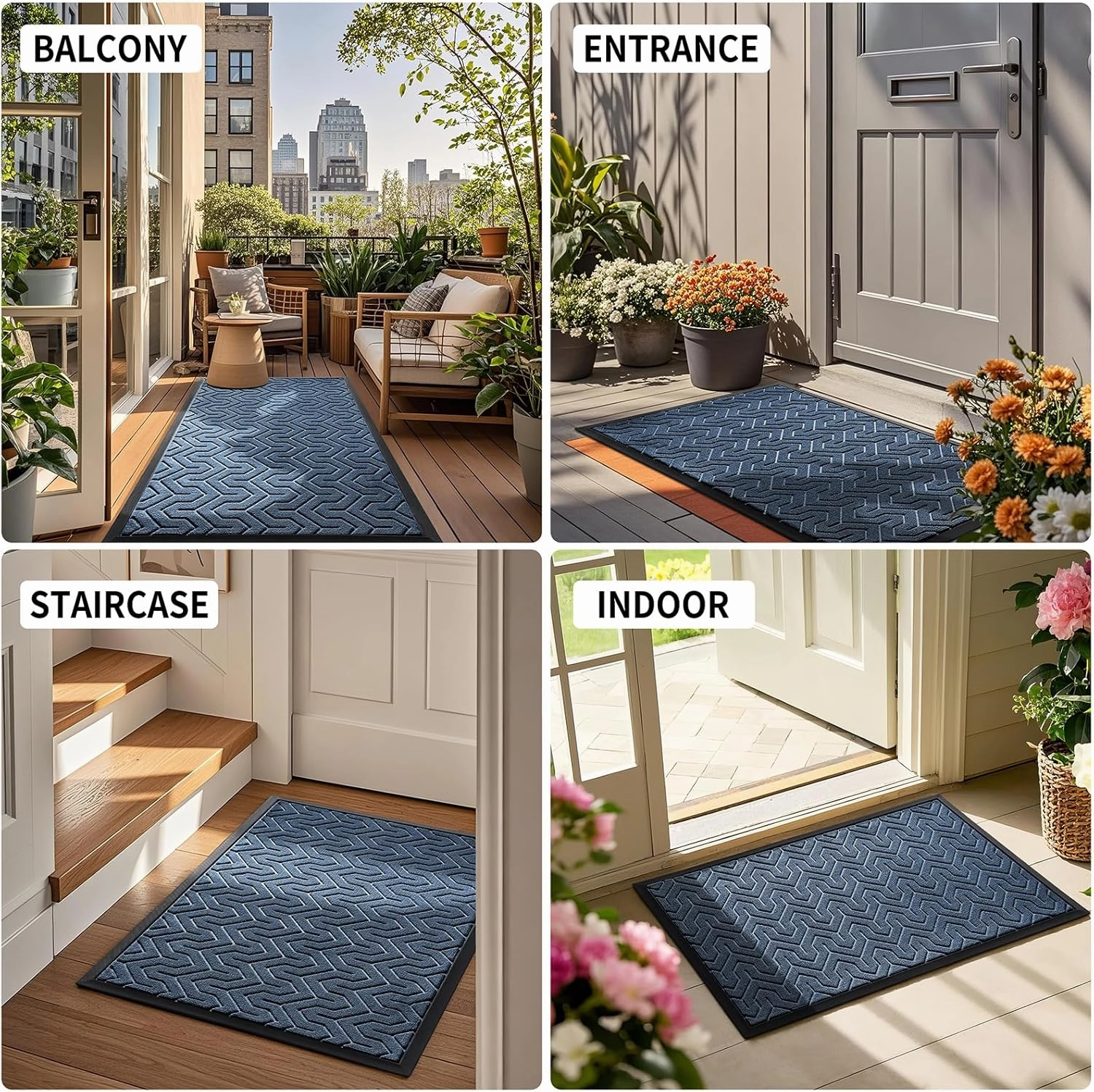 Yimobra Front Door Mat, Waterproof Indoor Outdoor Welcome Mats for Entrance, Heavy Duty Non-Slip Rubber Backing, Garage or Patio Entry Floor, 29.5x17, Blue
