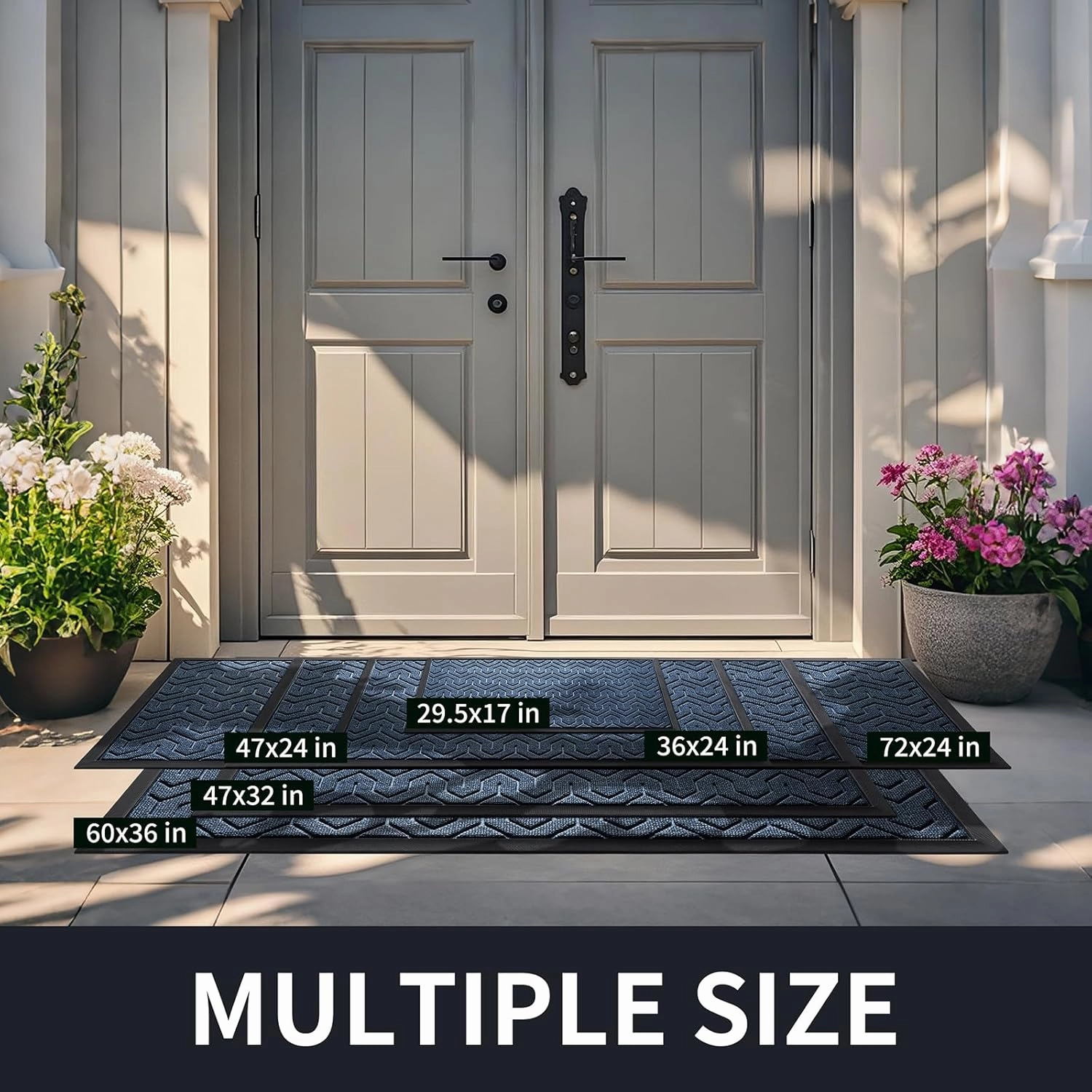 Yimobra Front Door Mat, Waterproof Indoor Outdoor Welcome Mats for Entrance, Heavy Duty Non-Slip Rubber Backing, Garage or Patio Entry Floor, 29.5x17, Blue