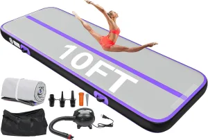 YITAHOME Air Gymnastics Mat 10ft/13ft/16ft/20ft Tumble Track Mat 4/8 Inches Thick Inflatable Tumbling Mat with Electric Pump & Carry Bag for Home Use/Tumble/Gym/Training/Cheerleading/Park/Water